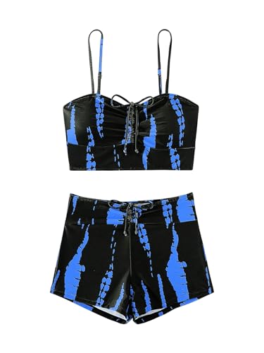 SHENHE Women's Tie Dye Tankini Swimsuits High Waisted Tummy Control Bikini Sets3