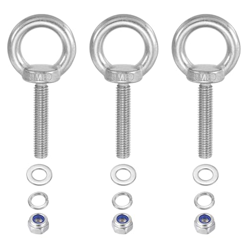 PATIKIL M8 x 40mm Lifting Shoulder Eye Bolt Set 304 Stainless Steel 3Pcs