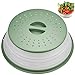 Komoyo Cloche Micro Ondes, Couvercle de Plaque Micro-Ondes, Couvercle Pliable Couverture de Protection Anti-éclaboussures, Passoire pour Fruits et Légume, sans BPA (Vert)