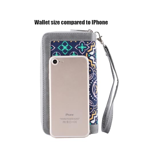 Image of XEYOU Double Zipper Long Clutch Wallet Cellphone Wallet for Women with Removable Wristlet Strap for Credit Card, Cash, Coin, Bill