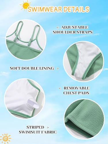 Image of Girl's 2 Piece Swimsuit Solid Spaghetti Strap Bikini Sets Beach Bathing Suit Swimwear for Teen Kids