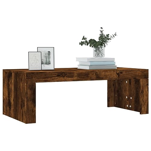 Table Basse de Style Moderne – Table de Salon Rectangulaire, en Bois D'ingénierie (Gris béton) (Chêne fumé)