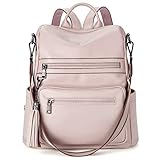 Telena Womens Backpack Purse Vegan Leather Large Travel Shoulder Bag with Tassel Pink