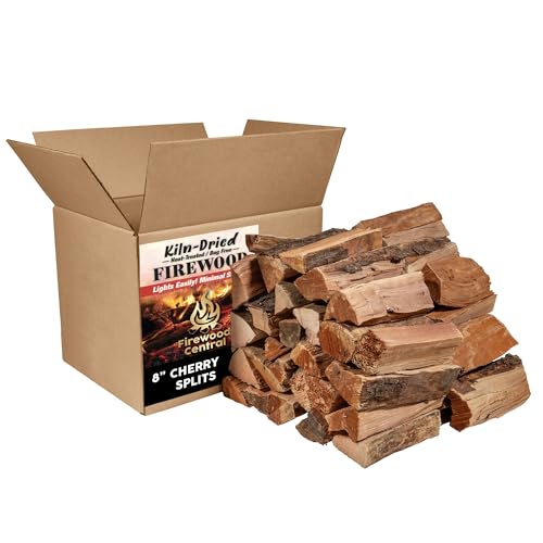Firewood Central Kiln-Dried PA Cherry – 8” Splits (Approx 39.5 lb) – Sweet Smoking Woodfor Pizza Ovens, Grilling, Smoking, BBQ, Stoves & Fire Pits – Sweet Fruity Flavor, USA-Sourced