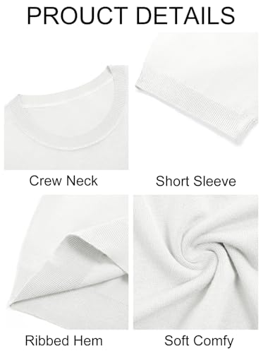 Image of Imily Bela Womens Summer Short Sleeve Sweater Dressy Casual Crew Neck Knit Tops Fashion Pullover Shirts