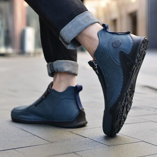 Trendy Comfortable Lightweight Men's Leather Work Shoes with Side - Zipper Design Suitable for Driving Walking a Versatile Choice for Daily outings Brown4