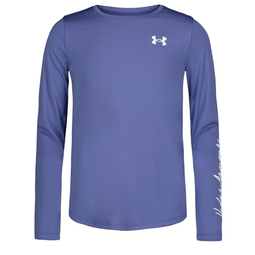 Under Armour Girls' Outdoor Long Sleeve Tee, Stylish Crew Neckline, Logo & Printed Designs, UPF 50+