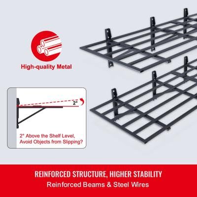 Happybuy Garage Storage Shelving, 2 Pack, 6 x 2 ft Heavy Duty, 1600 lbs Load Capacity (Total), Wall Mounted, for Storage Spaces