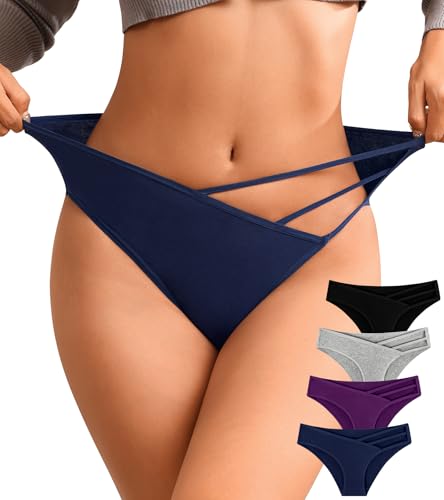 OLIKEME Womens Underwear Cotton Bikini Panties Hig Cut Hipster Breathable Stretch Briefs