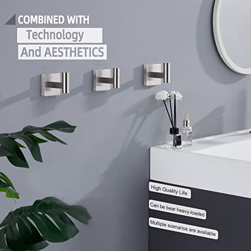 Image of KOKOSIRI Robe Hook Bathroom Towel Coat Hooks for Bath Kitchen Wall 3 Pack Brushed Nickel Stainless Steel B1013BR-P3
