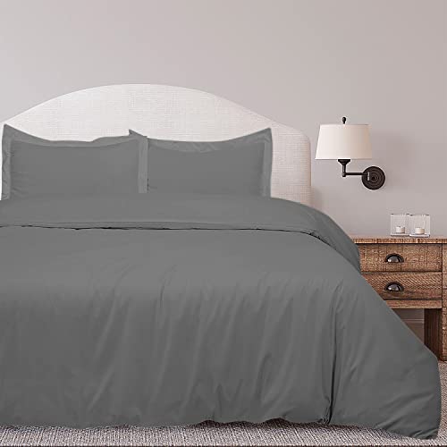 Image of ROYALE LINENS Grey Duvet Cover King Size - 3 Piece Bedding Comforter Covers - Zipper Closure - 1 King Duvet Cover 104x90 inches and 2 Pillow Shams - No Comforter Included