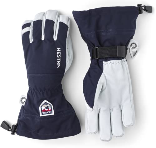 Hestra Army Leather Heli Ski Glove - Classic 5-Finger Snow Glove for Skiing and Mountaineering - Navy - 08