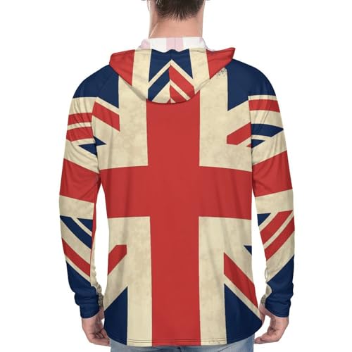 Men's Sun Shirts UPF 50+ Rash Guard Long Sleeve Sun Protection Hoodie UK Flag Lightweight Shirt M3