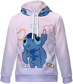 Lahodnamw Stitch Hoodie Women Men Cartoon Jumpers,Adult Christmas Sweatshirt Hooded 3D Pullover Comfy Warm Wearable Sweatshirt Blanket with Kangaroo Pocket
