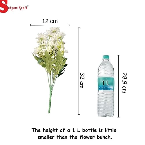 Image of SATYAM KRAFT 1 Pcs Artificial Daisy Flower Bunch | Realistic Look & Charming Flowers | Bouquet for Home Decor, Bedroom, Balcony, Wedding (Without Vase Pot) (Yellow)