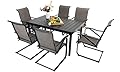 Sophia & William Patio Dining Set 7 Pieces Outdoor Metal Furniture Set, 6 x C Spring Motion Chairs with 1 Expandable 6-8 Person Table for Lawn Garden