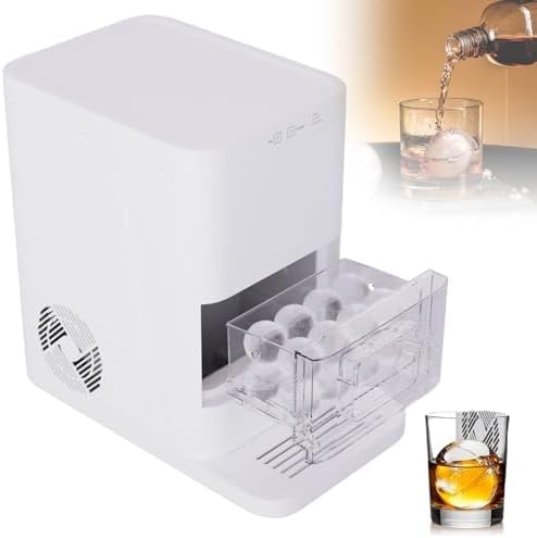 Máquina de hielo Whiskey Sphere para encimera, 72 esferas por día, tanque de 1.2 l, autolimpiante, para bares domésticos. Diseño compacto que adapta perfectamente debajo de la encimera. Fácil de usar