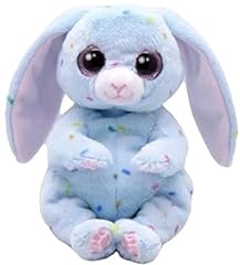 Idea Regalo - TY Beanie Bellies Skippy il Coniglietto Pasquale Azzurro con gli Occhioni Rosa Glitter, i Coccolosi Animaletti di Peluche con il Pancino Morbido, Pasqua, 20 cm, T41515