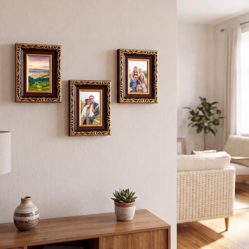 Image of 12 Pack 4 x 6 Inch Mahogany Gold Small Picture Frames Bulk