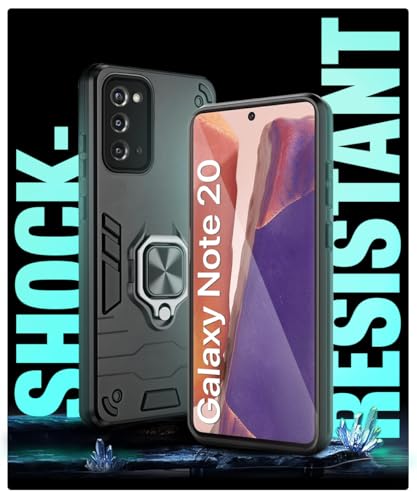 Image of WOW IMAGINE Shock Proof Back Case Mobile Cover for Samsung Galaxy Note 20 (Armor | Hybrid PC + TPU | Full Protection with Ring Holder Kickstand | Carbon Black)