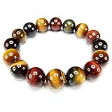 [石街] AAA+ 三色 タイガーアイ 12mm ブレスレット 天然石 金運 御守り 185