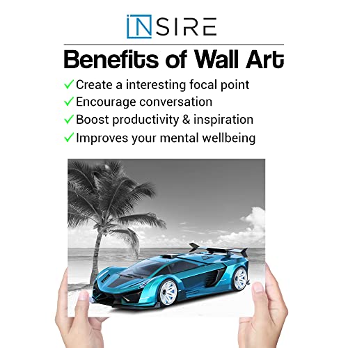 Car Wall Art For Boys Men, Car Posters For Kids - Exotic Car Pictures Set Of 4 (8X10In) Car Posters For Men - Unframed Black And White Race Car Pictures For Wall, Sport Car Wall Art, Racecar Poster Set #TOP3