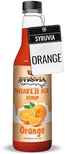 Syruvia Snow Cone Syrup 12.7oz - Orange Syrup For Shaved Ice, Snow Cones, Slushies, Italian Soda, Popsicles. Kosher, Dairy Free