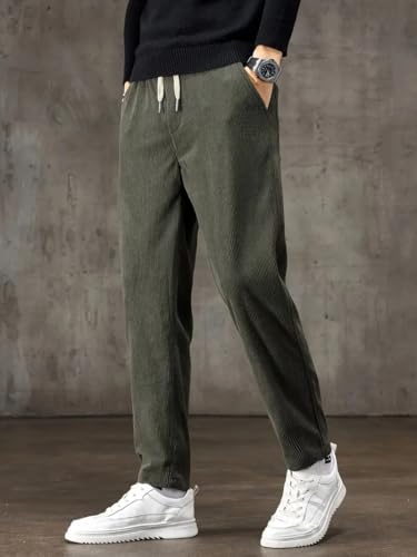 Image of Samfor Men's Comfortable Corduroy Pants | Relaxed Fit Stretch Waist Trousers for Everyday Wear