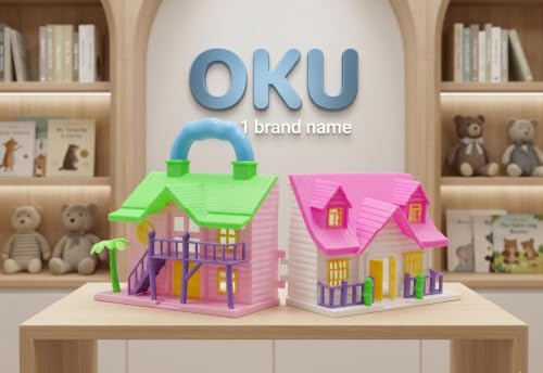 Image of OKU 1 Doll House Play Set for Girls, Mini Toy House with Furniture Accessories, Pretend Play Cottage House Educational Role Play Toy for Kids 3+ Years Birthday Gift