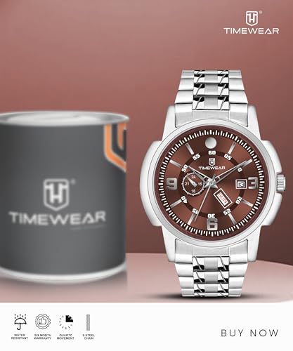 Image of TIMEWEAR Analog, Day Date Functioning, Stainless Steel Chain Watch for Men