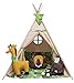 Izabell Tente de jeu pour enfants Tipi pour l'intérieur et l'extérieur Jouet Tente indien avec fenêtre et accessoires Tipi Urban Jungle