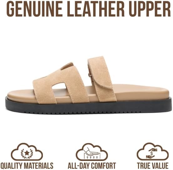 Project Cloud 100% Genuine Leather Sandals for Women Footwear - Stylish Womens Sandals with Plush & Soft Insole - Non-Slip and Water-Resistant Beach Sandals Slides for Women (Mayvy) - Image 3