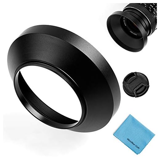 52mm Wide Angle Lens Hood,Universal Metal Lens Hood Sunshade with Centre Pinch Lens Cap for Canon Nikon Sony Pentax Olympus Fuji Camera +Microfiber Cleaning Cloth