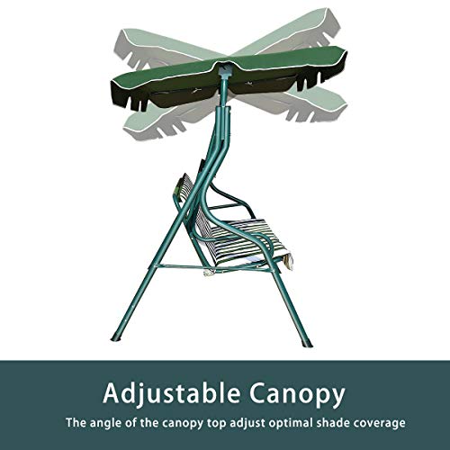 Tangkula 3 Person Porch Swing, Patio Swing With Soft Cushion & Powder-Coated Steel Frame, Outdoor Swing With Canopy For Porch, Backyard, Garden, Balcony (Green) #TOP6