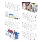 mDesign Large Stackable Plastic Storage Bin Container, Home Office Desk and Drawer Organizer Tote with Handles - Holds Gel Pens, Erasers, Tape, Pens, Pencils, Markers - 16