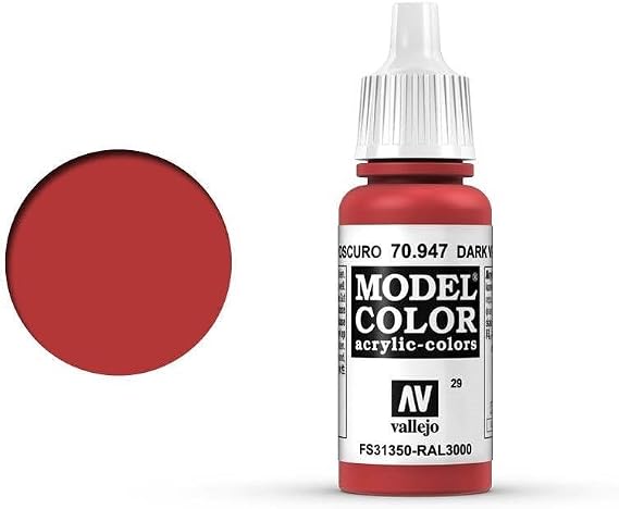 Vallejo Acrylic Paint, Vermillion, Red, VJ70947, 0.57 Fl Oz (Pack of 1)