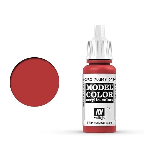 Vallejo Model Color 17ml Arylic Paint - Dark Vermilion Red Fs 31350