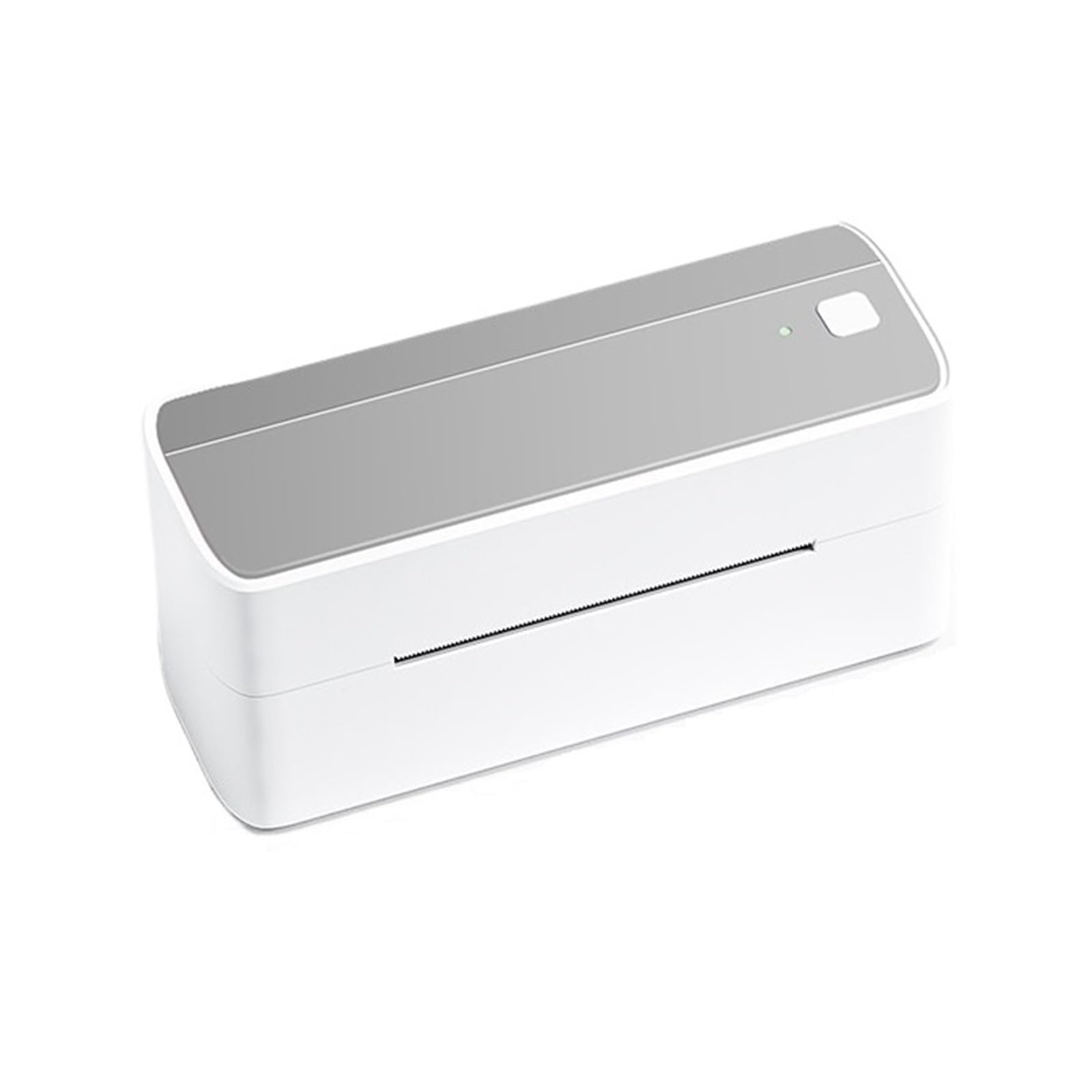 Termiczna Drukarka Etykiet Bluetooth 118mm Wysyłka Termiczna Drukarka Etykiet Drukarka Naklejek Przenośna Drukarka Etykiet Adresowych Szeroko Stosowana(White Silver)