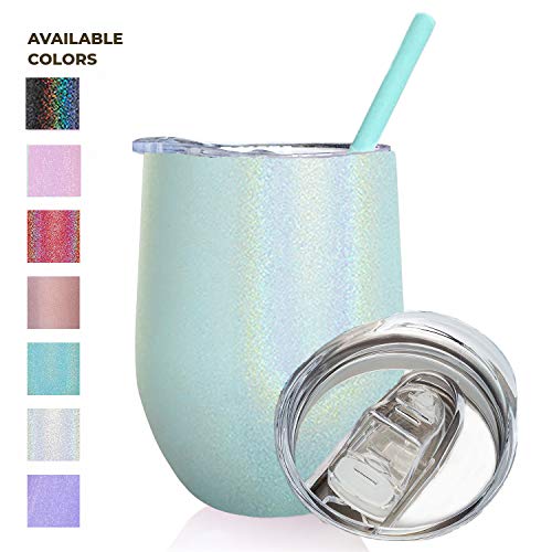 SassyCups Mint Glitter Tumbler | 12 Ounce Stainless Steel Vacuum Insulated Wine Tumbler
