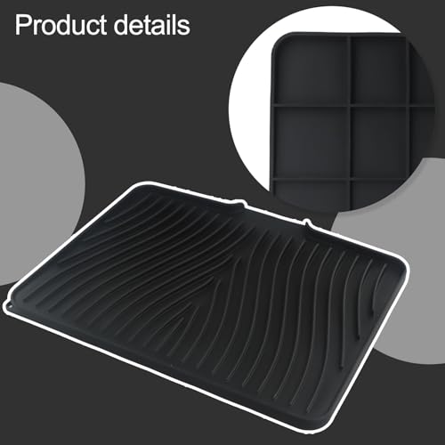URPIZY Silikon-Trockenmatte für Geschirr mit Ablauflippe 40 x 33 cm, wasserabweisend, ideal für Küche, Spüle, Pfannen, Gläser – Beige