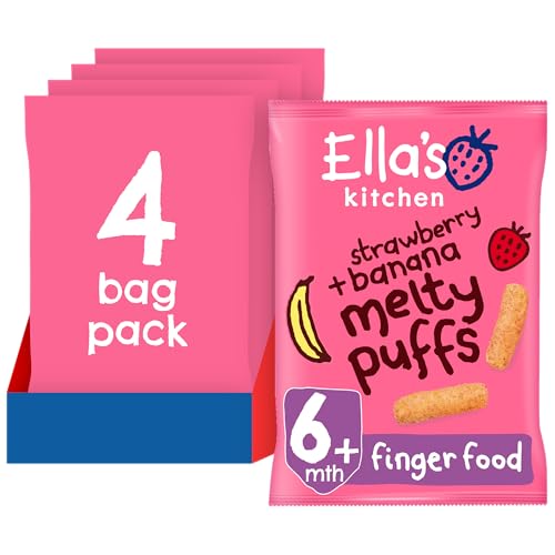 Ella's Kitchen Organic Strawberry & Banana Melty Puffs (4 x 20g)