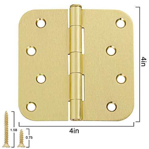 12 Pack 4" Brass Door Hinges 4 Inch Than Nickel/Black Hinges,Exterior Interior Door Hinges For Doors Indoor Wood Heavy Duty Steel Right And Left Door Hardware Hallway Front Back Hinges Easy To Install #TOP3