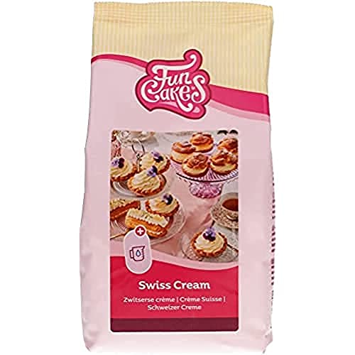 FunCakes Mix für Schweizer Sahne, einfach zu verwenden, lecker zum Füllen von Kuchen, Cupcakes und anderen Leckereien, nur Wasser hinzufügen, Halal. 500 g.