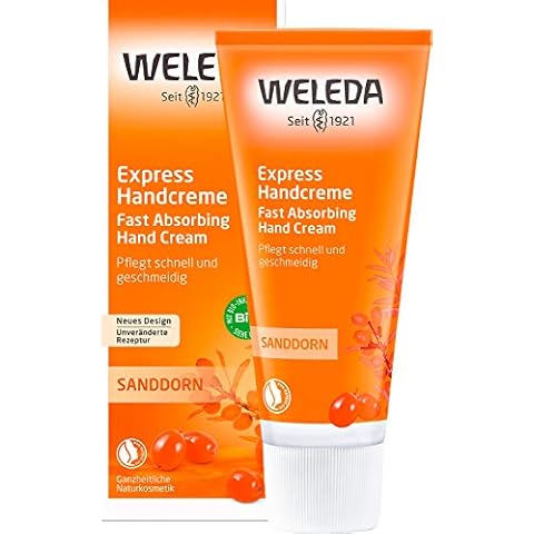 WELEDA Bio Sanddorn Express Handcreme, pflegende Naturkosmetik Feuchtigkeitscreme für zarte und rissige Hände, intensiver Schutz für Haut und Nagelbett (1 x 50 ml) Cover