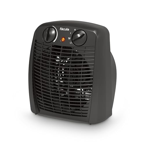 Fácula - Termoventilador Eléctrico SYRA 2000W Negro | Ventilación+Calefacción | Termostato Ajustable