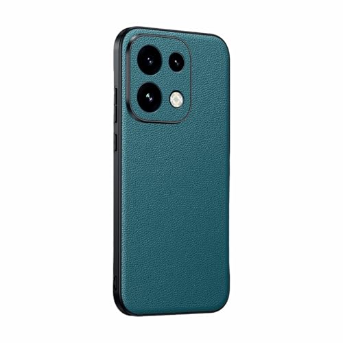 Coque Oppo Reno16 en cuir sarcelle avec protection intégrale