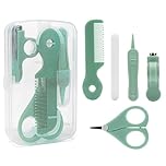 MOSOSA Baby Nail Kit 5-in-1 Baby Nail Care Set with Baby Nail Clippers, Scissors, Nail File, Tweezers and Baby Comb, Baby Manicure Kit and Pedicure kit for Newborn, Infant, Toddler (Green)