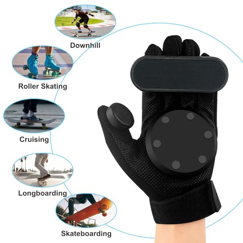 Longboard Slide Gloves with Spark Pucks - Downhill Skateboarding Gloves with Finger Protection for Adults & Teens