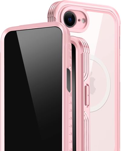 Protecteur antichoc rigide iPhone 16e Miimall coque transparente aimantée rose