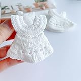 NUO RUI 10 Pcs Miniature Crochet Dress Favors, Baby Girl Gifts, Baby Shower Party Gifts, Gender Reveal Party Favors, Newborn Favors, Baptism Centerpieces (White)